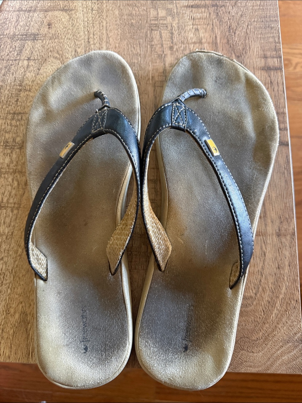 Brown and Gold Flip Flop Sandals
